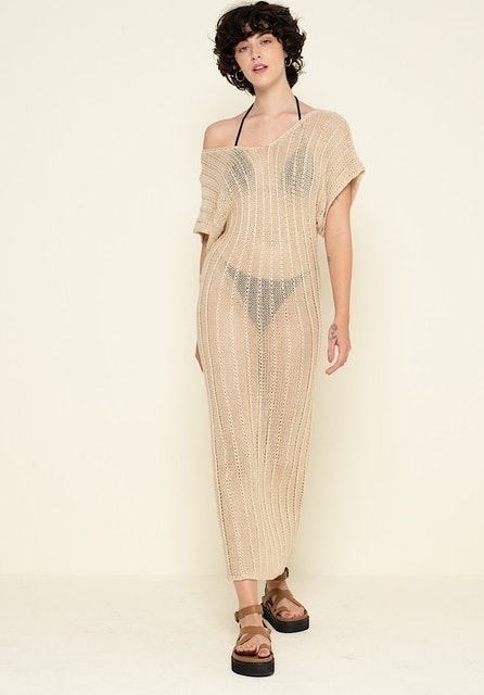 Earth Circus Santafe Hollow Outer Knit Beach Wear Maxi Dress 1